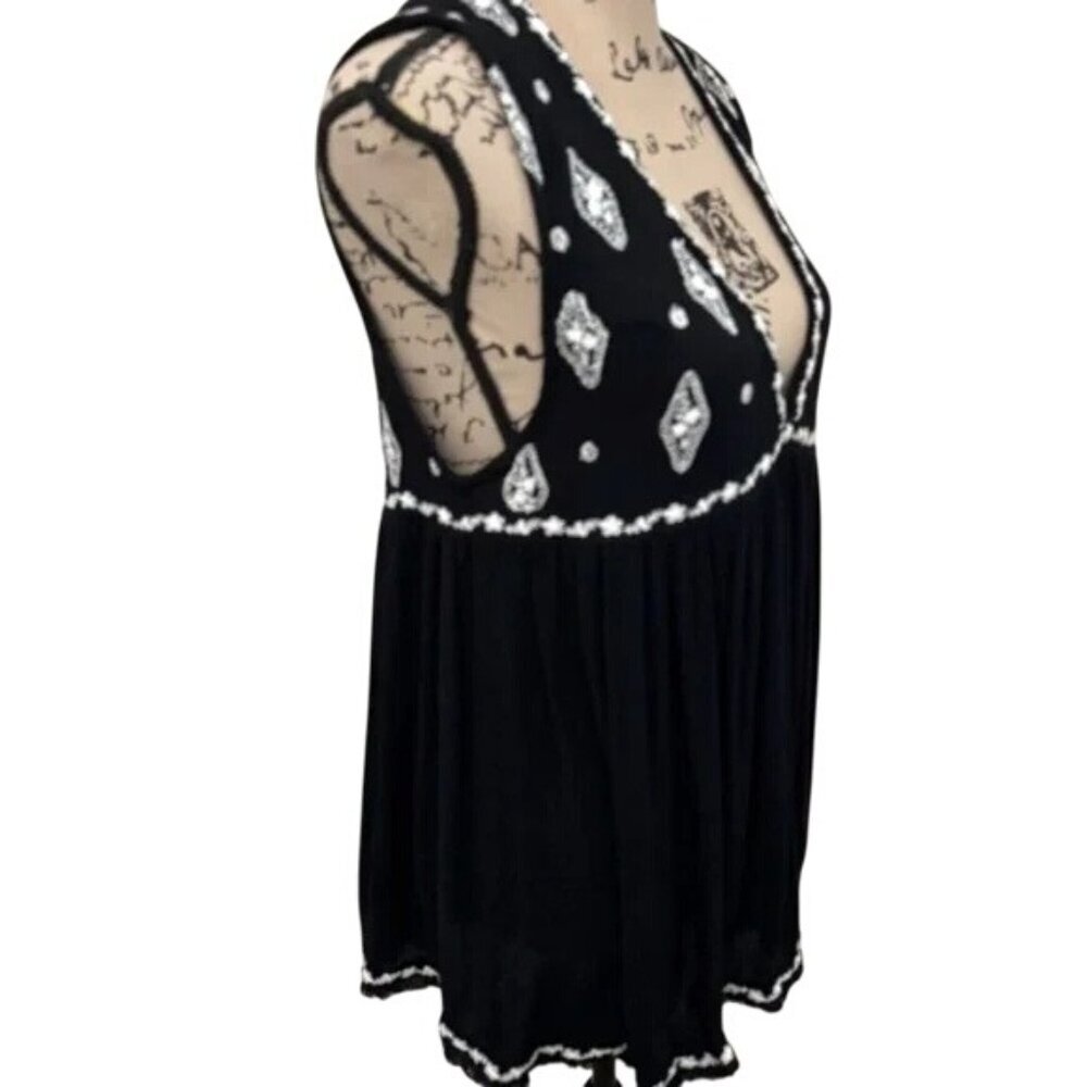 Free People Black Diamond Embroidered Tunic Top - Picture 6 of 9